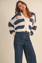 Load image into Gallery viewer, Navy Triple Tie Cardigan