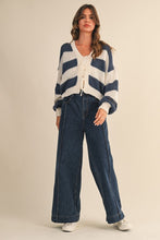 Load image into Gallery viewer, Navy Triple Tie Cardigan