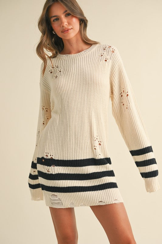 Distressed Knit Sweater Dress S