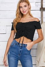 Load image into Gallery viewer, Frayed Edge Adjustable Crop Top
