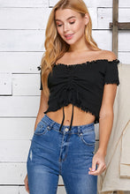Load image into Gallery viewer, Frayed Edge Adjustable Crop Top
