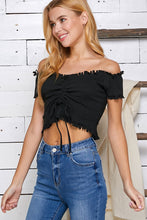 Load image into Gallery viewer, Frayed Edge Adjustable Crop Top
