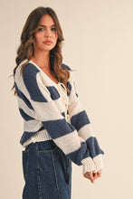 Load image into Gallery viewer, Navy Triple Tie Cardigan
