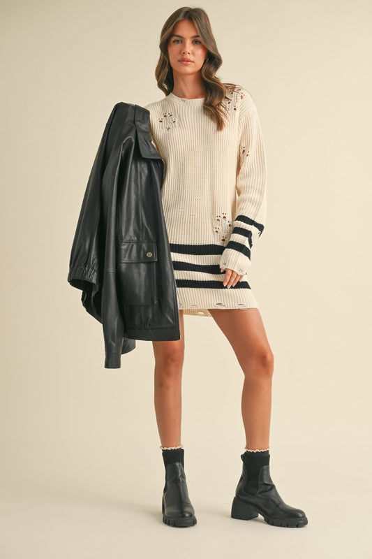 Distressed Knit Sweater Dress S