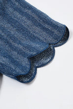 Load image into Gallery viewer, Denim and Diamond Crewneck Scallop Top
