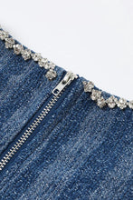 Load image into Gallery viewer, Denim and Diamond Crewneck Scallop Top

