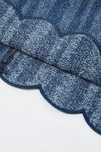 Load image into Gallery viewer, Denim and Diamond Crewneck Scallop Top
