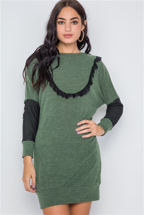 Banded Sleeve Sweater - Olive